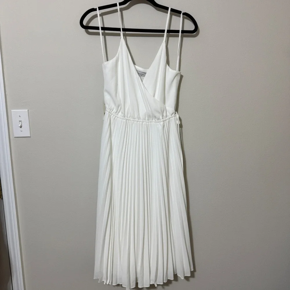Ali & Jay Lily Pond White Pleated Midi Dress S ethereal‎ balletcore fairy bride*